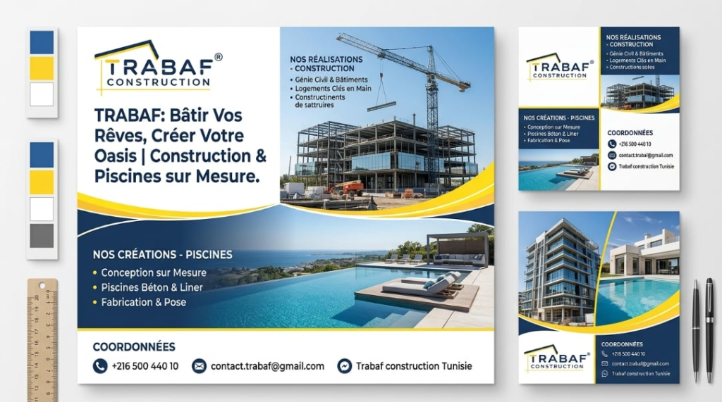 TRABAF Construction & Piscines sur Mesure — Affiche Officielle